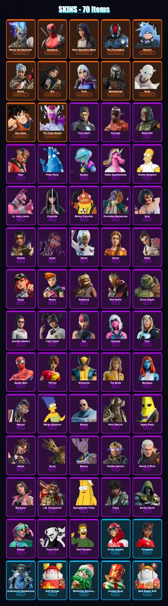 [PC/XBOX/PSN] | Renzo the Destroyer | Deadpool | Gear Specialist Maya | The Foundation | Nezumi | 70 skin | 70 pickaxe | 45 emote | 69 glider | Lv72