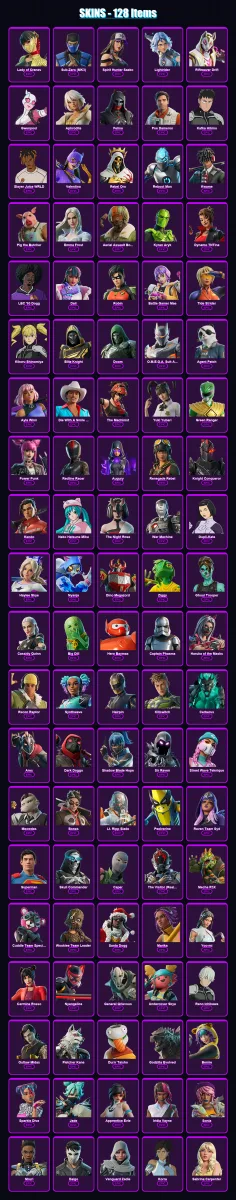 [PC] | Lady of Cranes | Sub-Zero (MK3) | Spirit Hunter Saeko | Lightrider | Riftreaver Drift | 128 skin | 167 pickaxe | 130 emote | 91 glider | Lv11