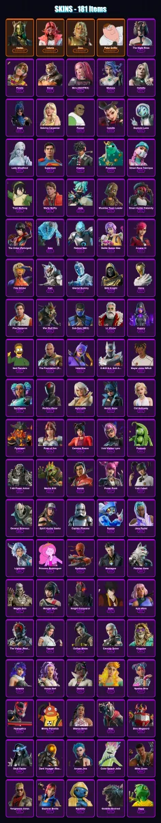 [PS4/PS5/PC] | Hades | Valeria | Zeus | Peter Griffin | The Night Rose | 181 skin | 224 pickaxe | 175 emote | 120 glider | Lv1906