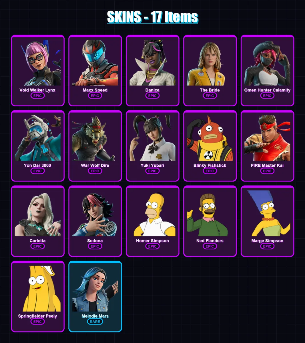 [PC/PSN] | Void Walker Lynx | Maxx Speed | Danica | The Bride | Omen Hunter Calamity | 17 skin | 18 pickaxe | 14 emote | 9 glider | Lv58