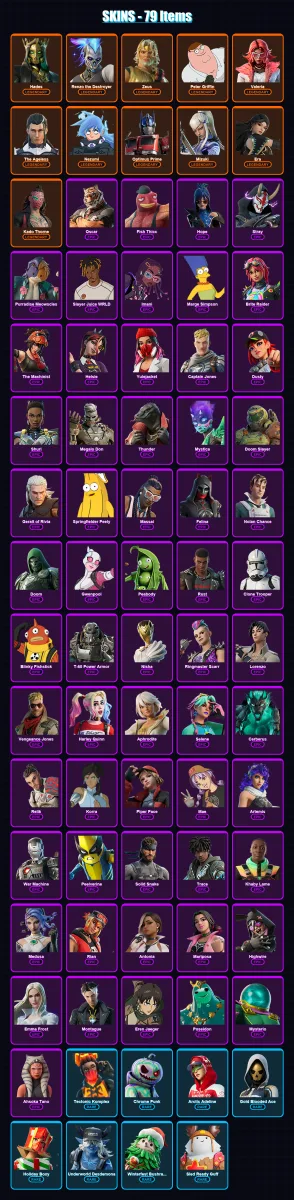 [PC/XBOX/PSN] | Hades | Renzo the Destroyer | Zeus | Peter Griffin | Valeria | 79 skin | 126 pickaxe | 89 emote | 104 glider | Lv1548