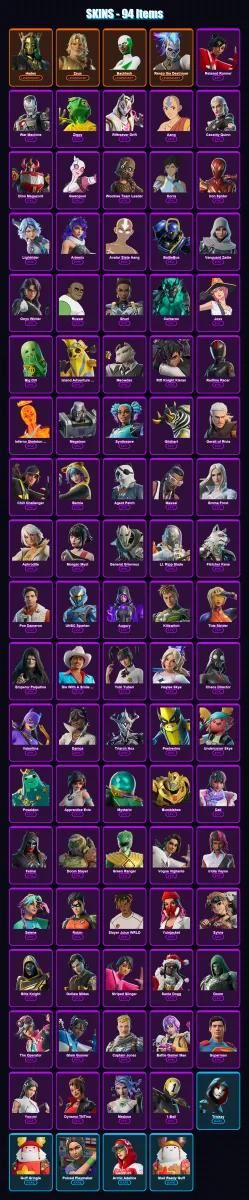 [SWITCH/XBOX/PSN/PC] | Hades | Zeus | Backlash | Renzo the Destroyer | Relaxed Runner | 94 skin | 138 pickaxe | 84 emote | 79 glider | Lv1263 — Fortnite account