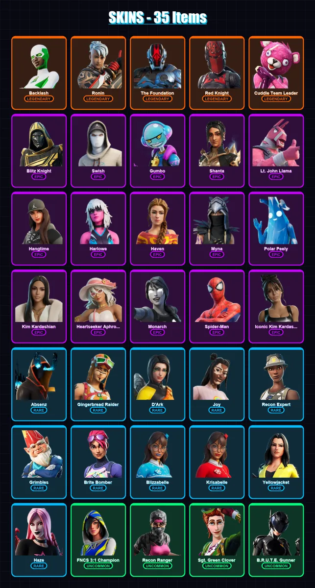 [PC/XBOX/PSN] | Backlash | Ronin | The Foundation | Red Knight | Cuddle Team Leader | 35 skin | 47 pickaxe | 54 emote | 29 glider | Lv511 — Fortnite account
