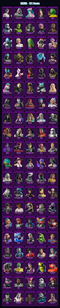 [PC/XBOX/PSN] | Yoo-mi | Vanguard Zadie | Neko Hatsune Miku | Itachi Uchiha | Ziggy | 131 skin | 161 pickaxe | 124 emote | 89 glider | Lv1066