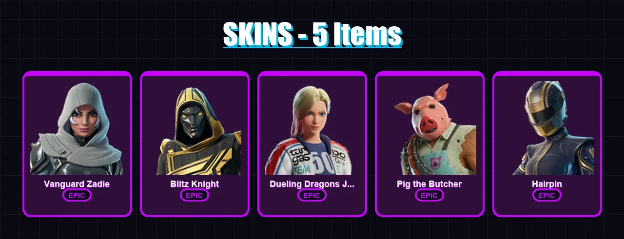 [PS4/PS5/XBOX/PC] | Vanguard Zadie | Blitz Knight | Dueling Dragons Jackie | 5 skin | Lv274
