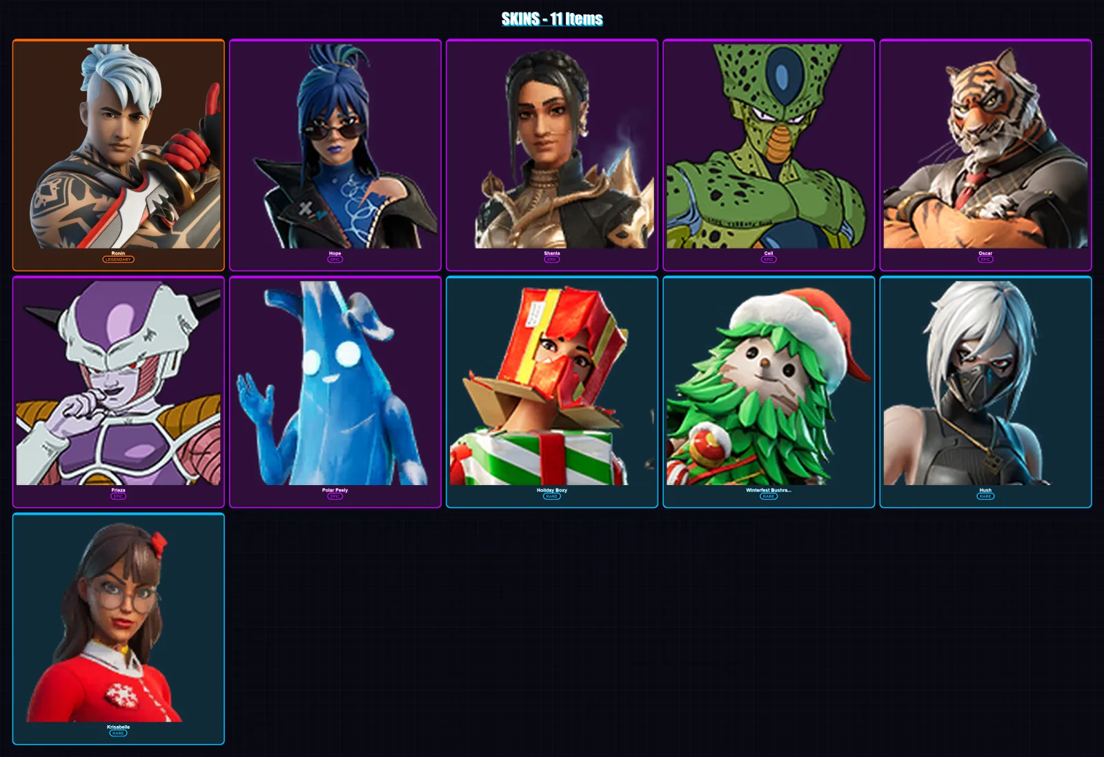 [PC/XBOX/PSN] | Ronin | Hope | Shanta | Cell | Oscar | 11 skin | 13 pickaxe | 10 emote | 12 glider | Lv65 — Fortnite account