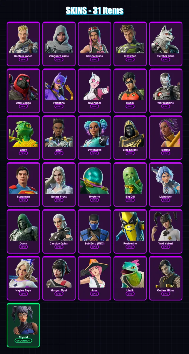 [SWITCH/XBOX/PSN/PC] | Captain Jones | Vanguard Zadie | Keisha Cross | 31 skin | Lv960