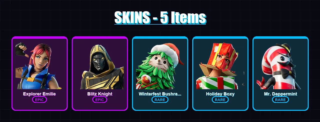 [PC/XBOX/PSN] | Explorer Emilie | Blitz Knight | Winterfest Bushranger | 5 skin | Lv66