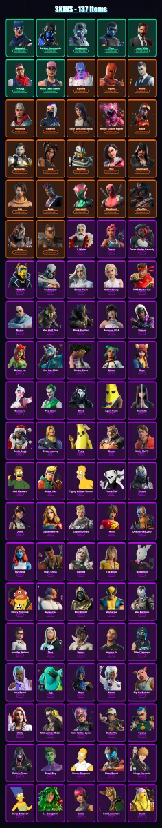 [PS4/PS5/XBOX/PC] | Warpaint | Carbon Commando | Breakpoint | Fixer | John Wick | 137 skin | 182 pickaxe | 141 emote | 138 glider | Lv1591