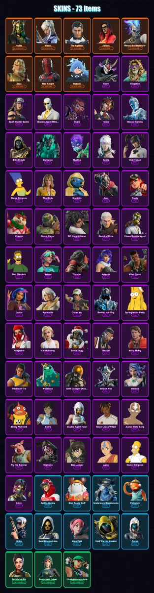 [PC/PSN] | Hades | Mizuki | The Ageless | Joltara | Renzo the Destroyer | 73 skin | 144 pickaxe | 84 emote | 95 glider | Lv1614