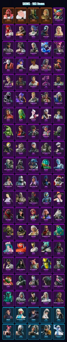 [PS4/PS5/PC] | Valeria | Peter Griffin | Hades | Zeus | Undercover Skye | 103 skin | 158 pickaxe | 117 emote | 104 glider | Lv2405 — Fortnite account