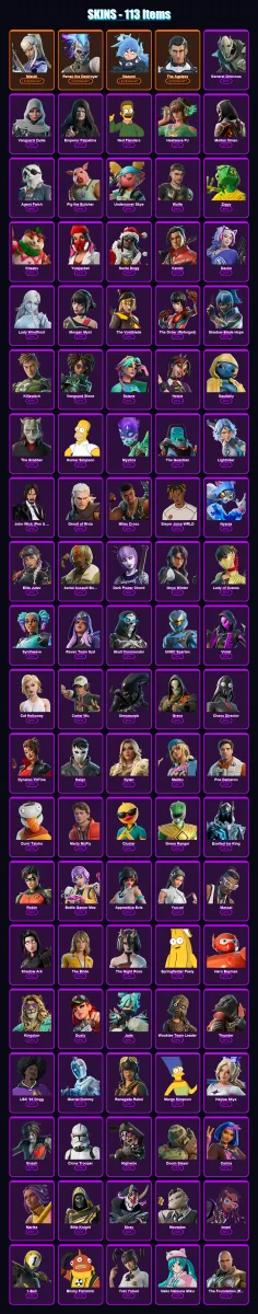 [PC/PSN] | Mizuki | Renzo the Destroyer | Nezumi | The Ageless | General Grievous | 113 skin | 176 pickaxe | 113 emote | 116 glider | Lv1562