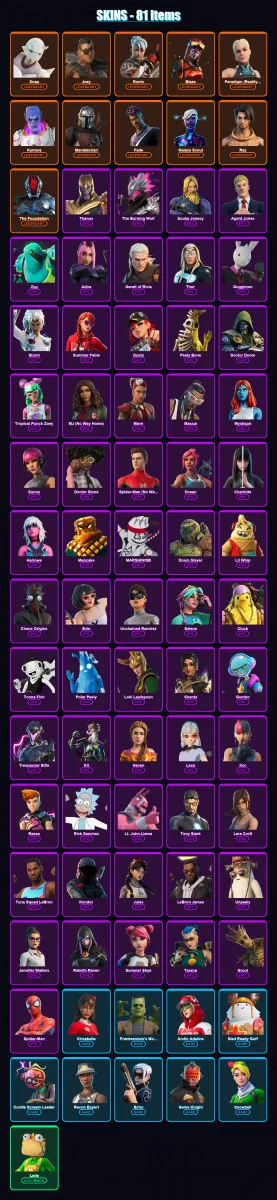 [SWITCH/XBOX/PSN/PC] | Snap | Joey | Ronin | Blaze | Paradigm (Reality-659) | 81 skin | 83 pickaxe | 69 emote | 69 glider | Lv860