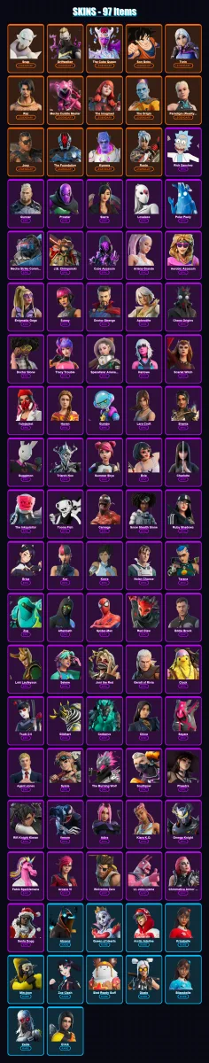 [PC/XBOX/PSN] | Snap | Driftwalker | The Cube Queen | Son Goku | Torin | 97 skin | 116 pickaxe | 68 emote | 66 glider | Lv820