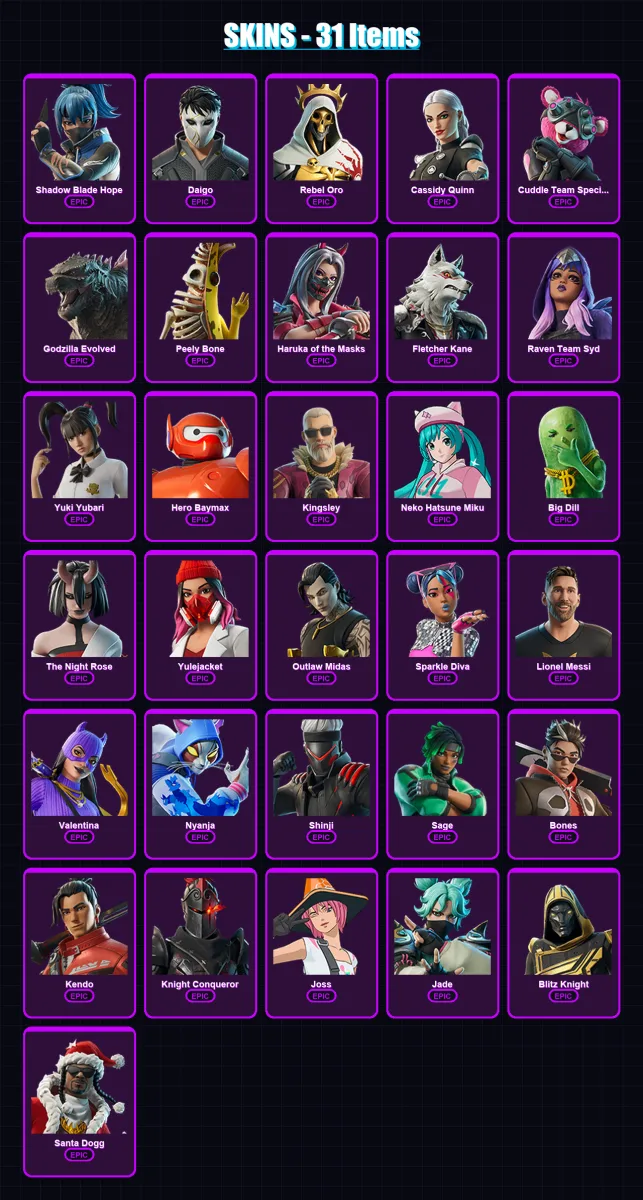[PS4/PS5/XBOX/PC] | Shadow Blade Hope | Daigo | Rebel Oro | 31 skin | Lv578