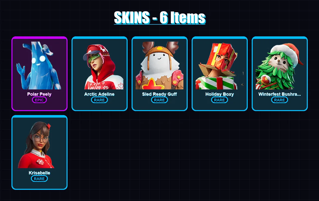 [PS4/PS5/XBOX/PC] | Polar Peely | Arctic Adeline | Sled Ready Guff | 6 skin | Lv265