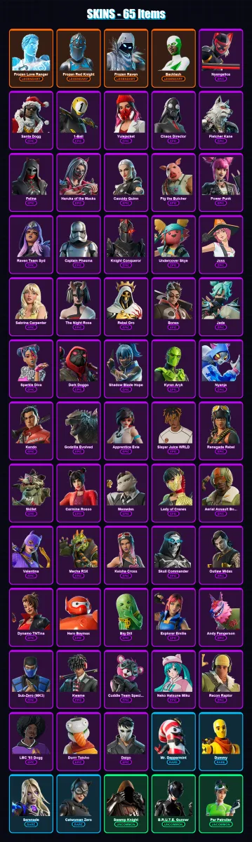 [PC/XBOX/PSN] | Frozen Love Ranger | Frozen Red Knight | Frozen Raven | Backlash | Nyangelica | 65 skin | 88 pickaxe | 73 emote | 51 glider | Lv915