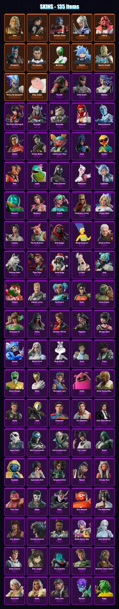 [PC/PSN] | Zeus | Era | Optimus Prime | Mizuki | Valeria | 135 skin | 198 pickaxe | 135 emote | 151 glider | Lv1690