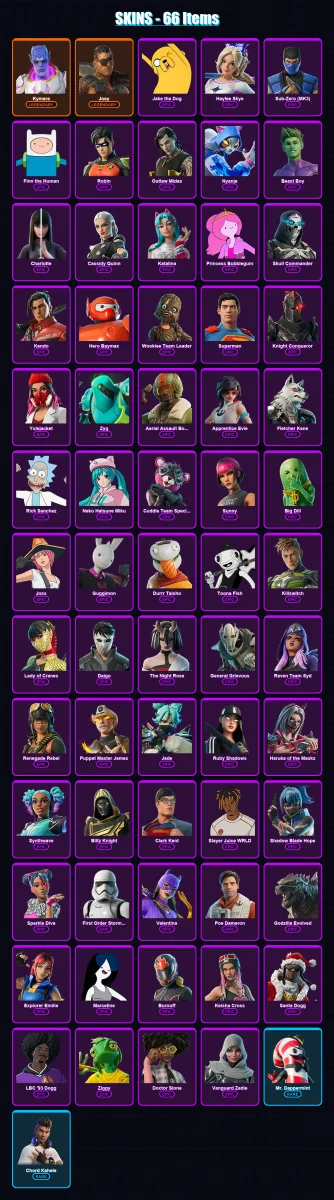 [PC/XBOX/PSN] | Kymera | Joey | Jake the Dog | Haylee Skye | Sub-Zero (MK3) | 66 skin | 96 pickaxe | 70 emote | 69 glider | Lv917 — Fortnite account