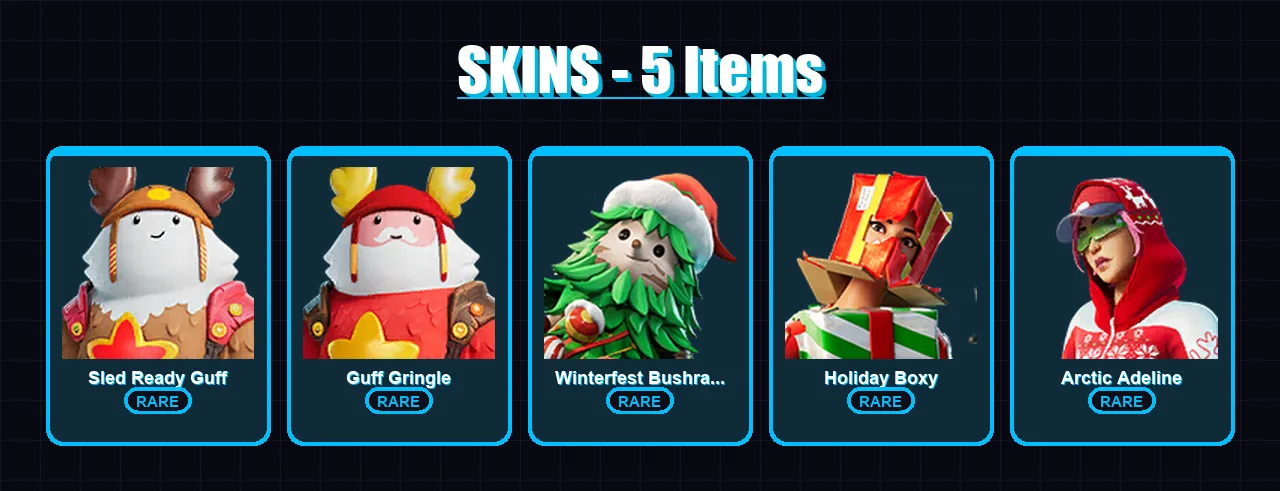 [PC/XBOX/PSN] | Sled Ready Guff | Guff Gringle | Winterfest Bushranger | 5 skin | Lv72