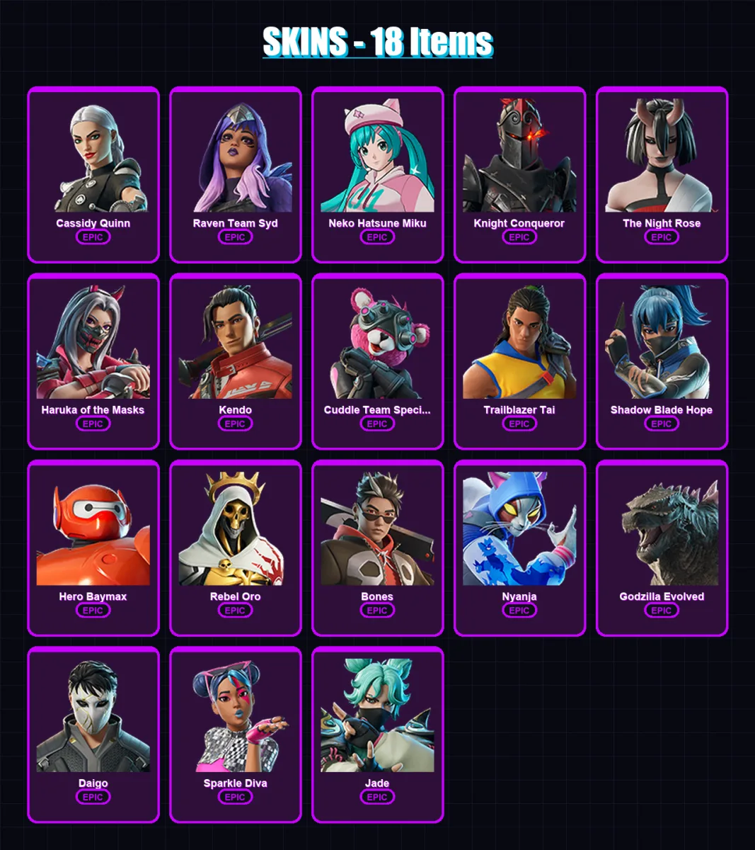 [SWITCH/PSN/PC] | Cassidy Quinn | Raven Team Syd | Neko Hatsune Miku | 18 skin | Lv121