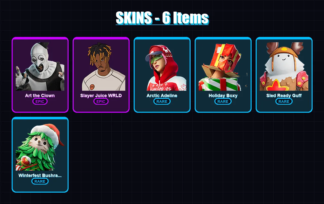 [PS4/PS5/PC] | Art the Clown | Slayer Juice WRLD | Arctic Adeline | 6 skin | Lv186