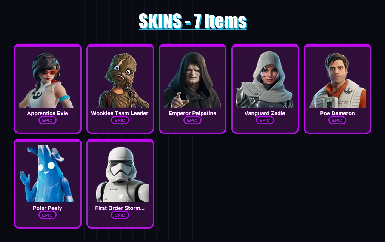 [PC/XBOX/PSN] | Apprentice Evie | Wookiee Team Leader | Emperor Palpatine | 7 skin | Lv311
