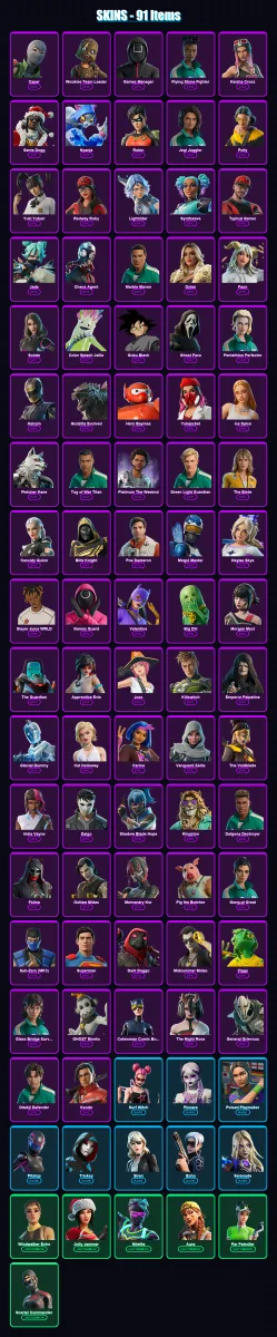 [PC/PSN] | Caper | Wookiee Team Leader | Games Manager | Flying Stone Fighter | Keisha Cross | 91 skin | 116 pickaxe | 74 emote | 68 glider | Lv1247