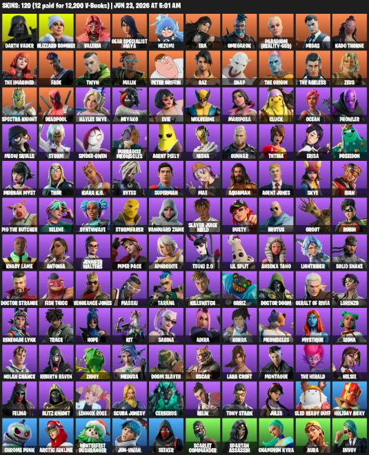 120 Skins | Lara Croft — Fortnite account