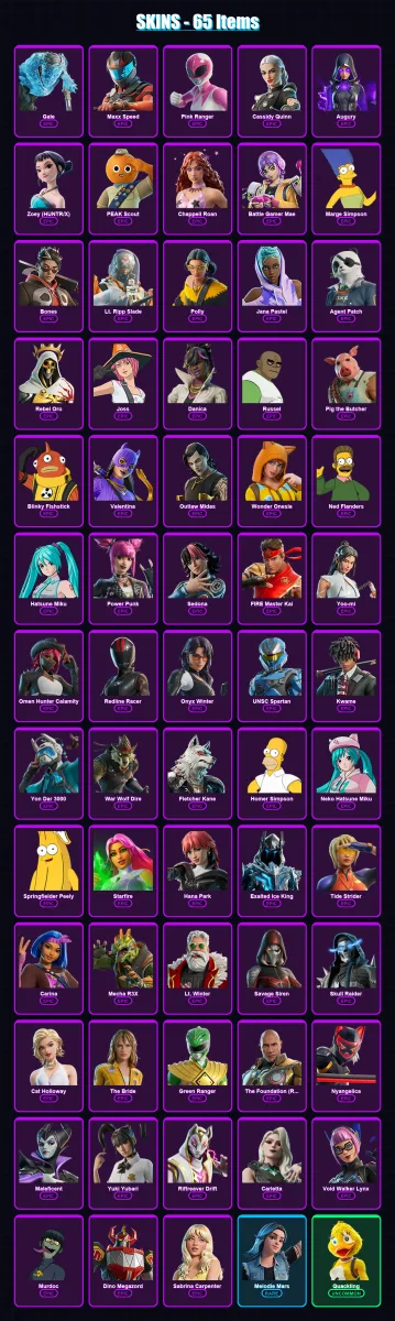 [PC/PSN] | Gale | Maxx Speed | Pink Ranger | Cassidy Quinn | Augury | 65 skin | 92 pickaxe | 76 emote | 49 glider | Lv469