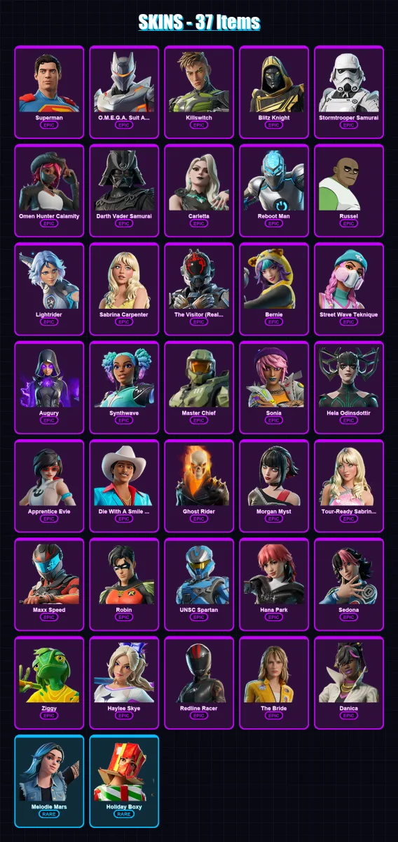 [PC/XBOX/PSN] | Superman | O.M.E.G.A. Suit Alpha | Killswitch | 37 skin | Lv366 — Fortnite account