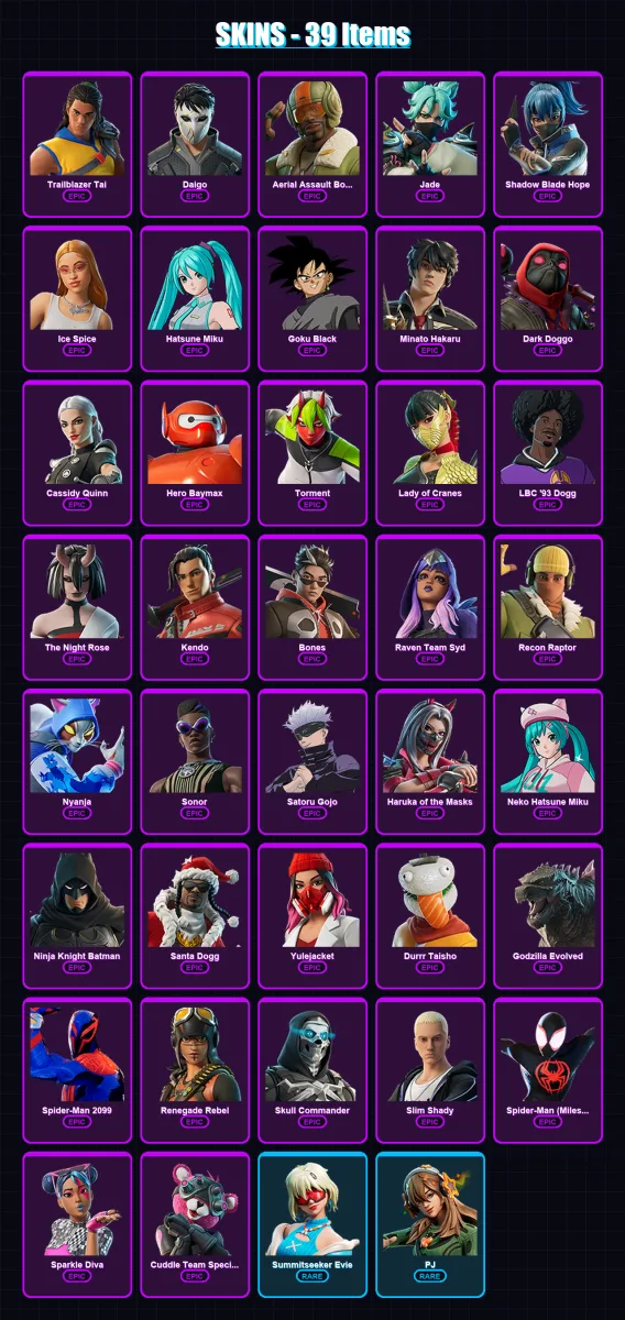 [PC/XBOX] | Trailblazer Tai | Daigo | Aerial Assault Bomber | Jade | Shadow Blade Hope | 39 skin | 46 pickaxe | 45 emote | 21 glider | Lv249 — Fortnite account