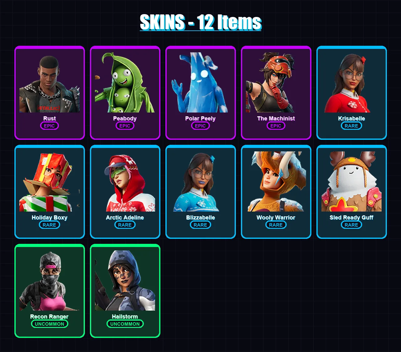 [PC/XBOX/PSN] | Rust | Peabody | Polar Peely | The Machinist | Krisabelle | 12 skin | 30 pickaxe | 24 emote | 39 glider | Lv571 — Fortnite account