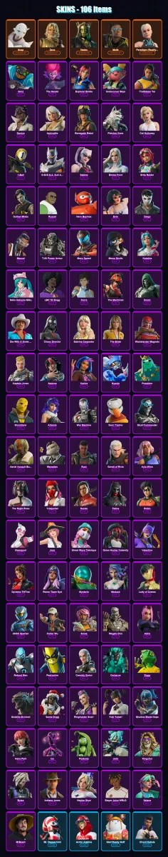 [PS4/PS5/PC] | Snap | Zeus | Hades | Malik | Paradigm (Reality-659) | 106 skin | 146 pickaxe | 94 emote | 98 glider | Lv1103