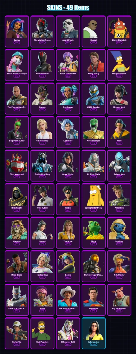 [PC/PSN] | Carina | The Visitor (Reality Unknown) | Agent Patch | Russel | Blinky Fishstick | 49 skin | 85 pickaxe | 52 emote | 48 glider | Lv633 — Fortnite account
