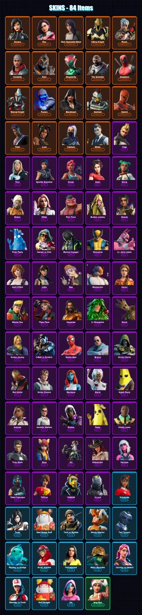 [PC/XBOX] | Sorana | Rox | Gear Specialist Maya | Ultima Knight | Ronin | 84 skin | 108 pickaxe | 90 emote | 106 glider | Lv1542