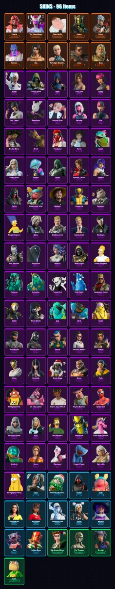 [PC/PSN] | Valeria | The Cube Queen | Peter Griffin | Hades | Ronin | 96 skin | 157 pickaxe | 107 emote | 126 glider | Lv1844
