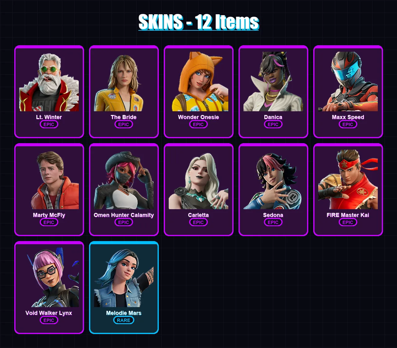 [PC/PSN] | Lt. Winter | The Bride | Wonder Onesie | Danica | Maxx Speed | 12 skin | 17 pickaxe | 13 emote | 8 glider | Lv111