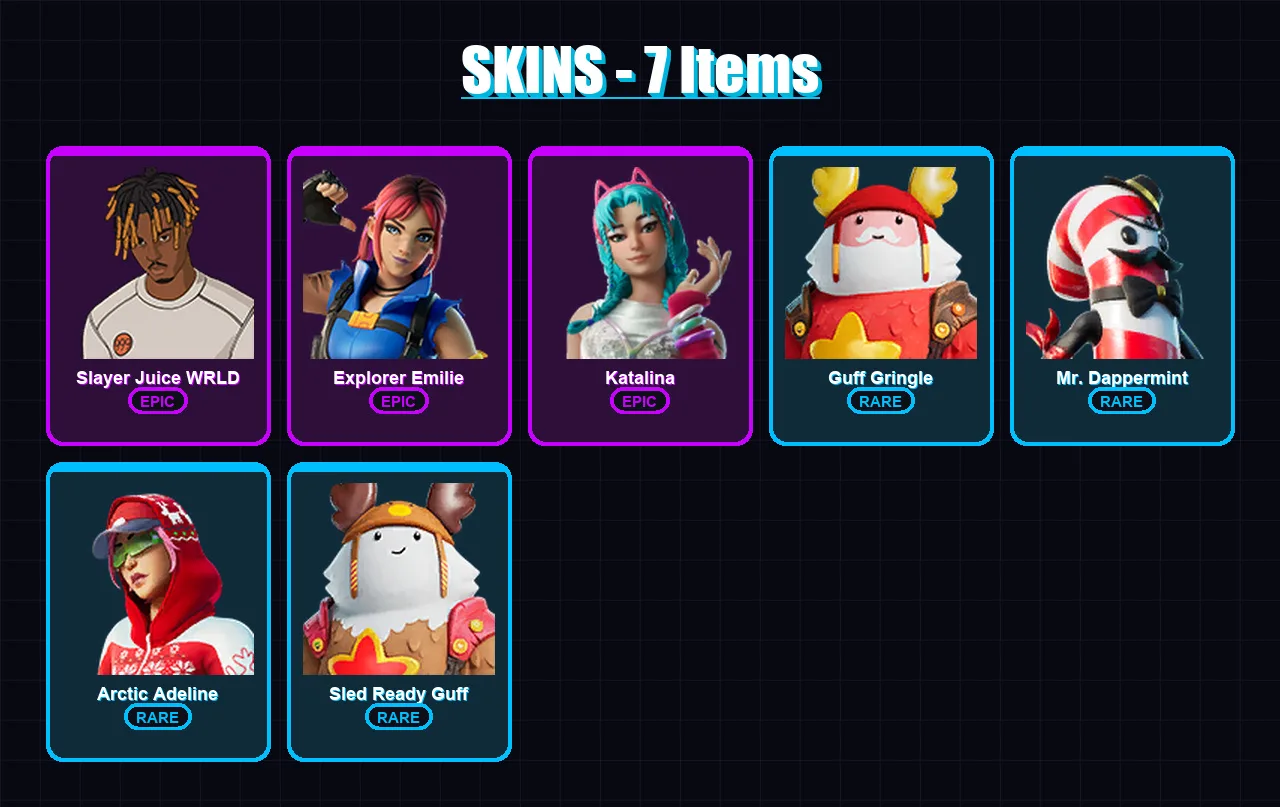 [PS4/PS5/XBOX/PC] | Slayer Juice WRLD | Explorer Emilie | Katalina | 7 skin | Lv299