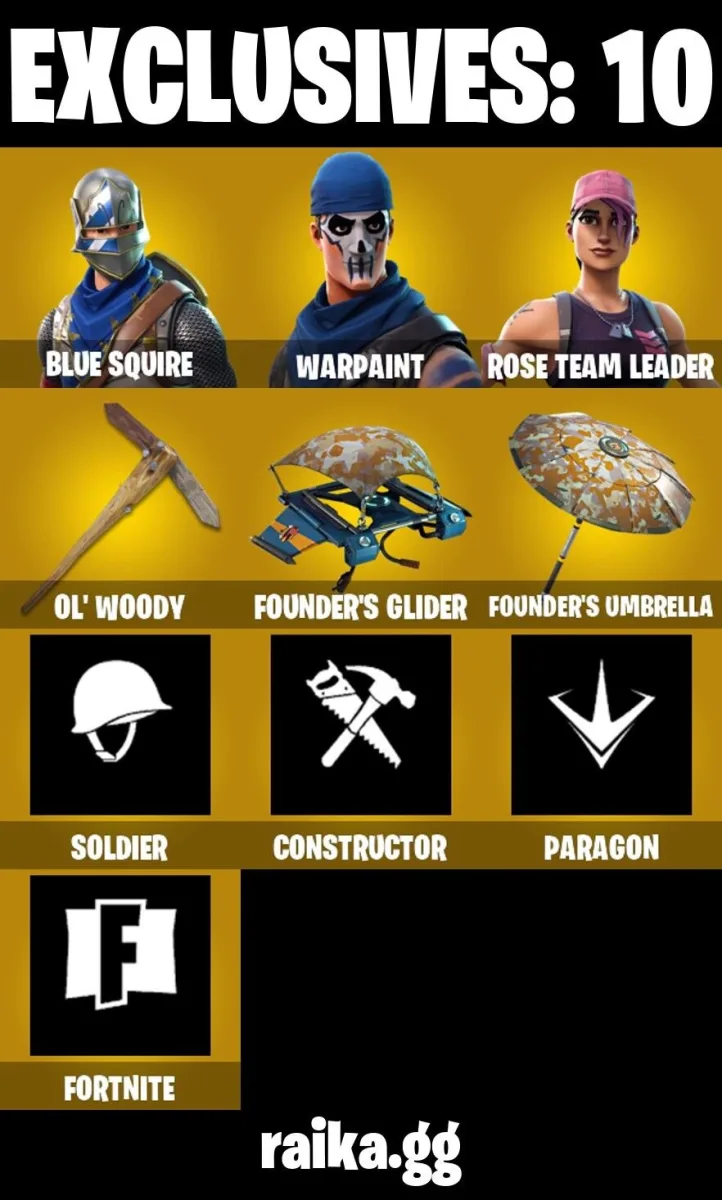PC/PSN/XBL 6 SKINS 1000 VBUCKS OG Save The World, Blue Squire — Fortnite account