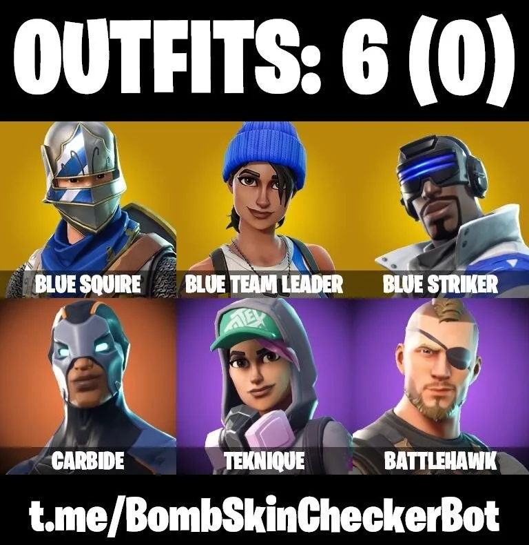 6 Skins + Blue Squire — Fortnite account