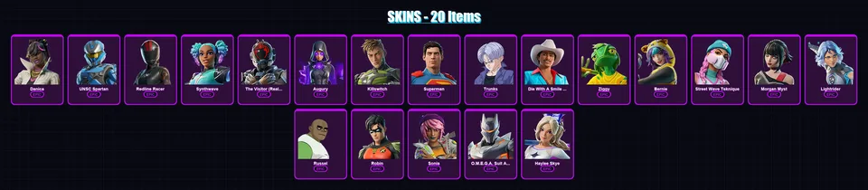 [PC/PSN] | Danica | UNSC Spartan | Redline Racer | Synthwave | The Visitor (Reality Unknown) | 20 skin | 38 pickaxe | 19 emote | 17 glider | Lv169 — main preview