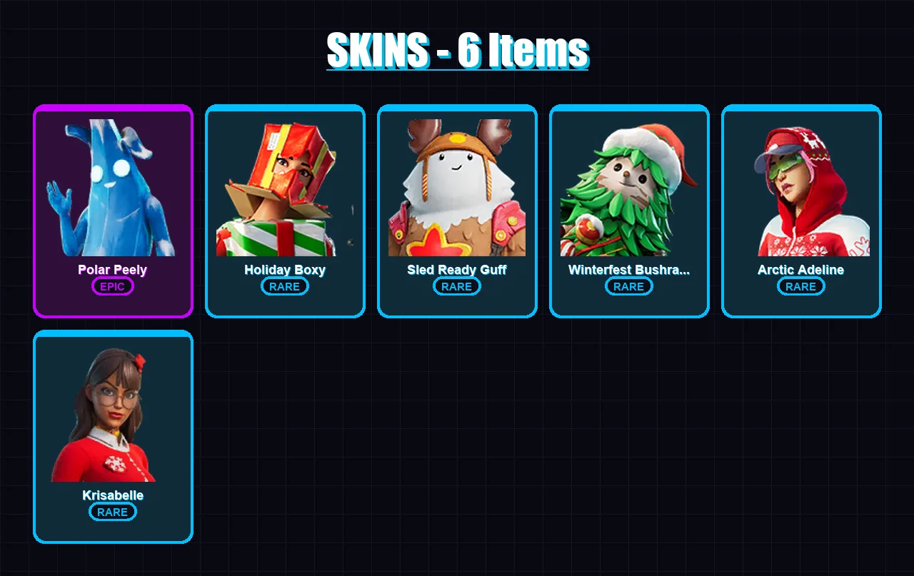 [PC/XBOX/PSN] | Polar Peely | Holiday Boxy | Sled Ready Guff | 6 skin | Lv241