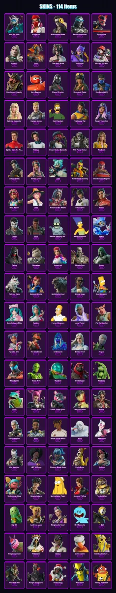 [SWITCH/PSN/PC] | Yon Dar 3000 | Yulejacket | Midsummer Midas | Skull Commander | Nyangelica | 114 skin | 124 pickaxe | 97 emote | 70 glider | Lv104