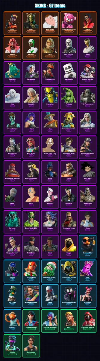[PC/XBOX/PSN] | Blaze | Hades | Peter Griffin | Cuddle Team Leader | Joltara | 67 skin | 52 pickaxe | 44 emote | 33 glider | Lv559