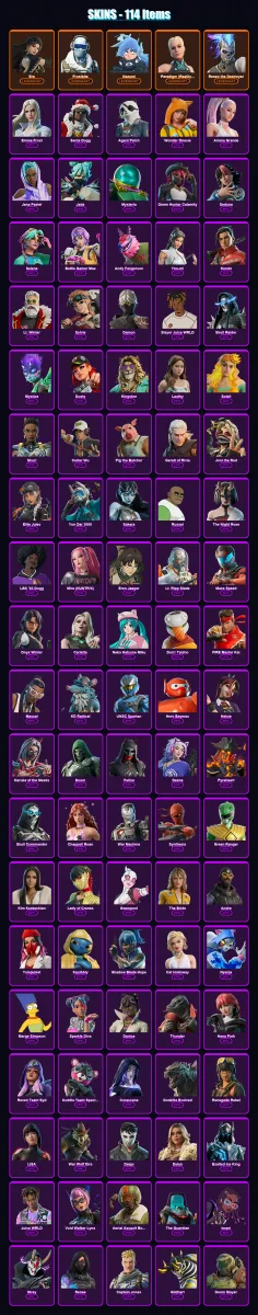 [PC/PSN] | Era | Frostbite | Nezumi | Paradigm (Reality-659) | Renzo the Destroyer | 114 skin | 154 pickaxe | 119 emote | 91 glider | Lv936