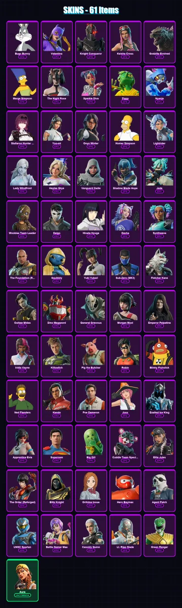 [PS4/PS5/XBOX/PC] | Bugs Bunny | Valentina | Knight Conqueror | 61 skin | Lv1840