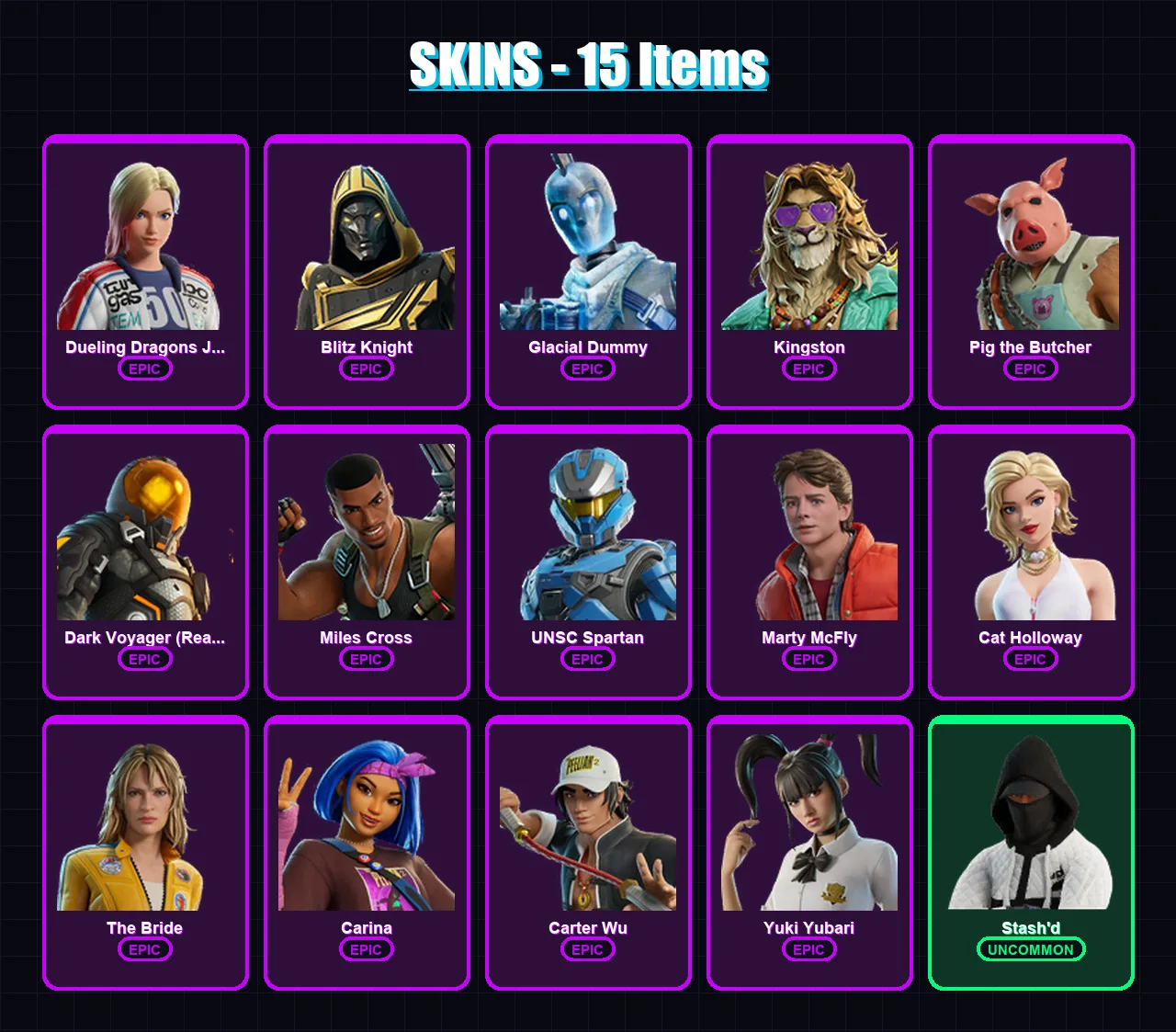 [PS4/PS5/XBOX/PC] | Dueling Dragons Jackie | Blitz Knight | Glacial Dummy | 15 skin | Lv272