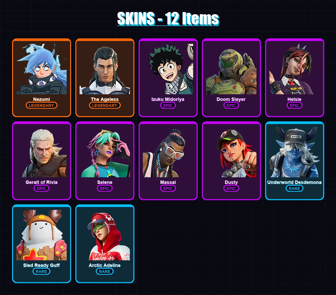 [PC/PSN] | Nezumi | The Ageless | Izuku Midoriya | Doom Slayer | Helsie | 12 skin | 20 pickaxe | 18 emote | 22 glider | Lv445 — Fortnite account