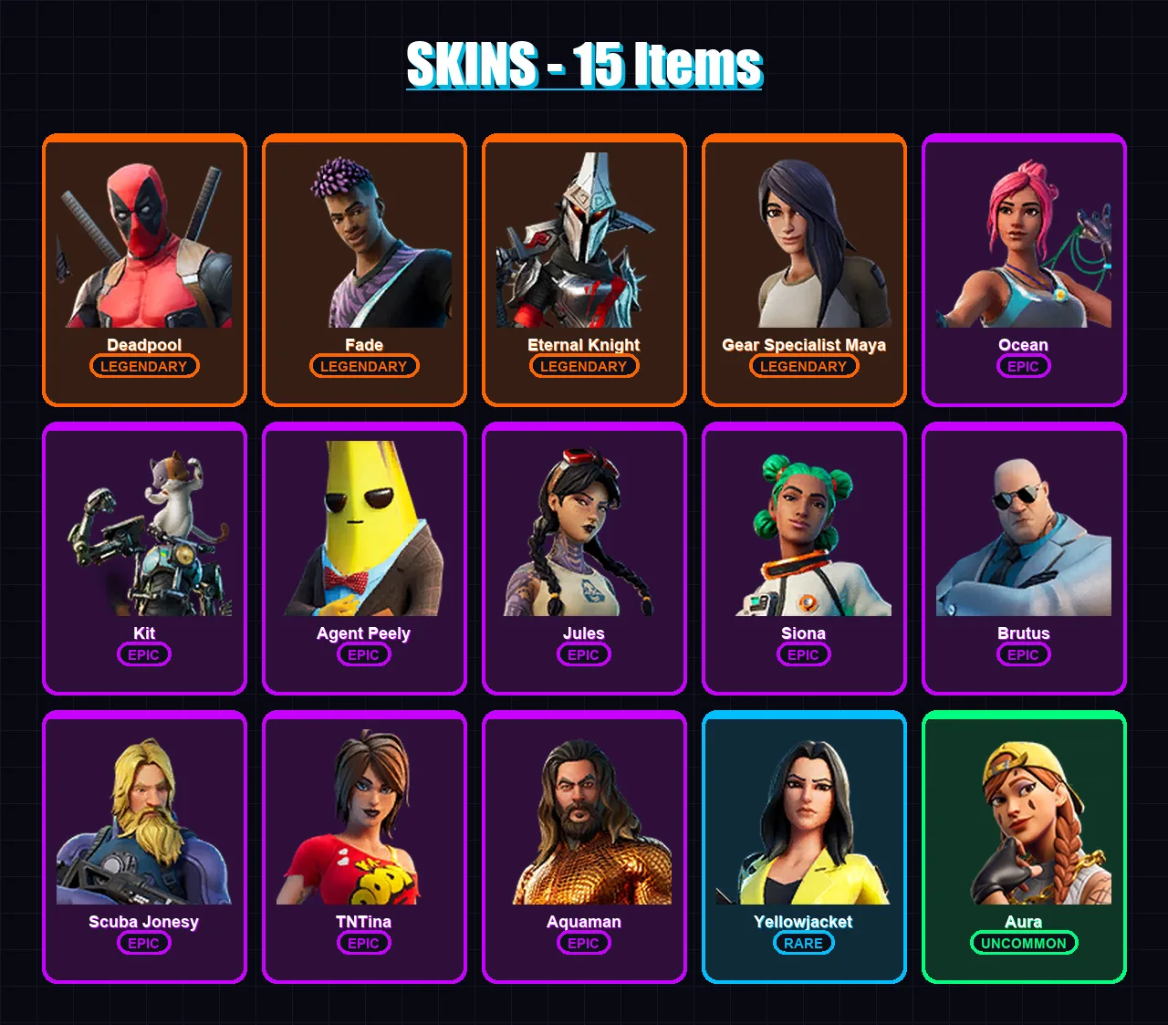 [PC/XBOX/PSN] | Deadpool | Fade | Eternal Knight | Gear Specialist Maya | Ocean | 15 skin | 15 pickaxe | 22 emote | 18 glider | Lv266